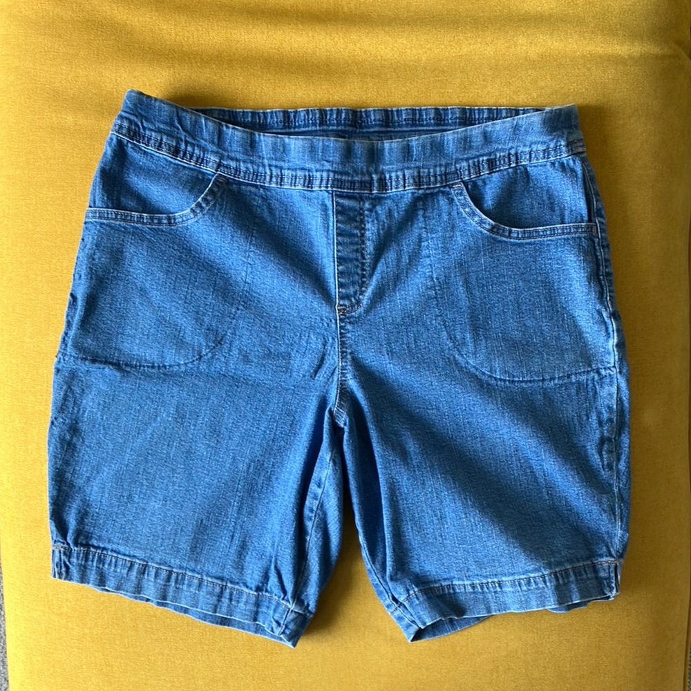 Terra & Sky Shorts Pull On Shorts Stretch Women’s Size ox 14W Blue Denim